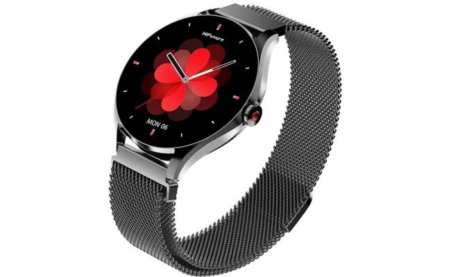 HiFuture Aura 2 Woman Bluetooth 5.3 Smart Watch, 1.32" Amoled display, IP68 Waterproof, 270mAh battery, provides up to 7 days, over 100 sports modes, Heart rate & Sleep Monitoring - Black
